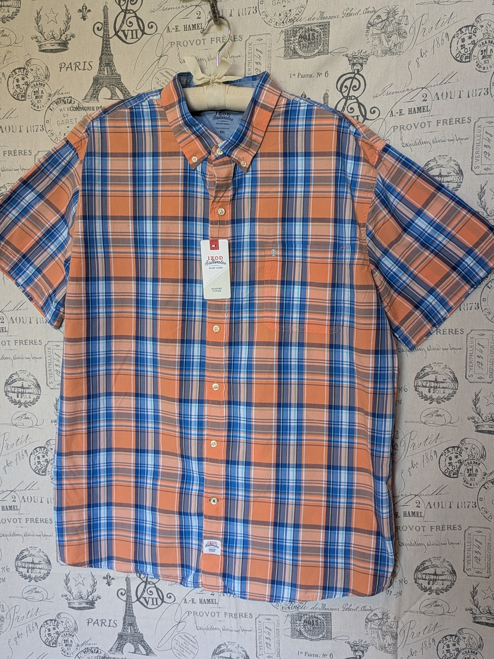 IZOD Saltwater Seaport Poplin Relaxed Classic Shirt Size XXL